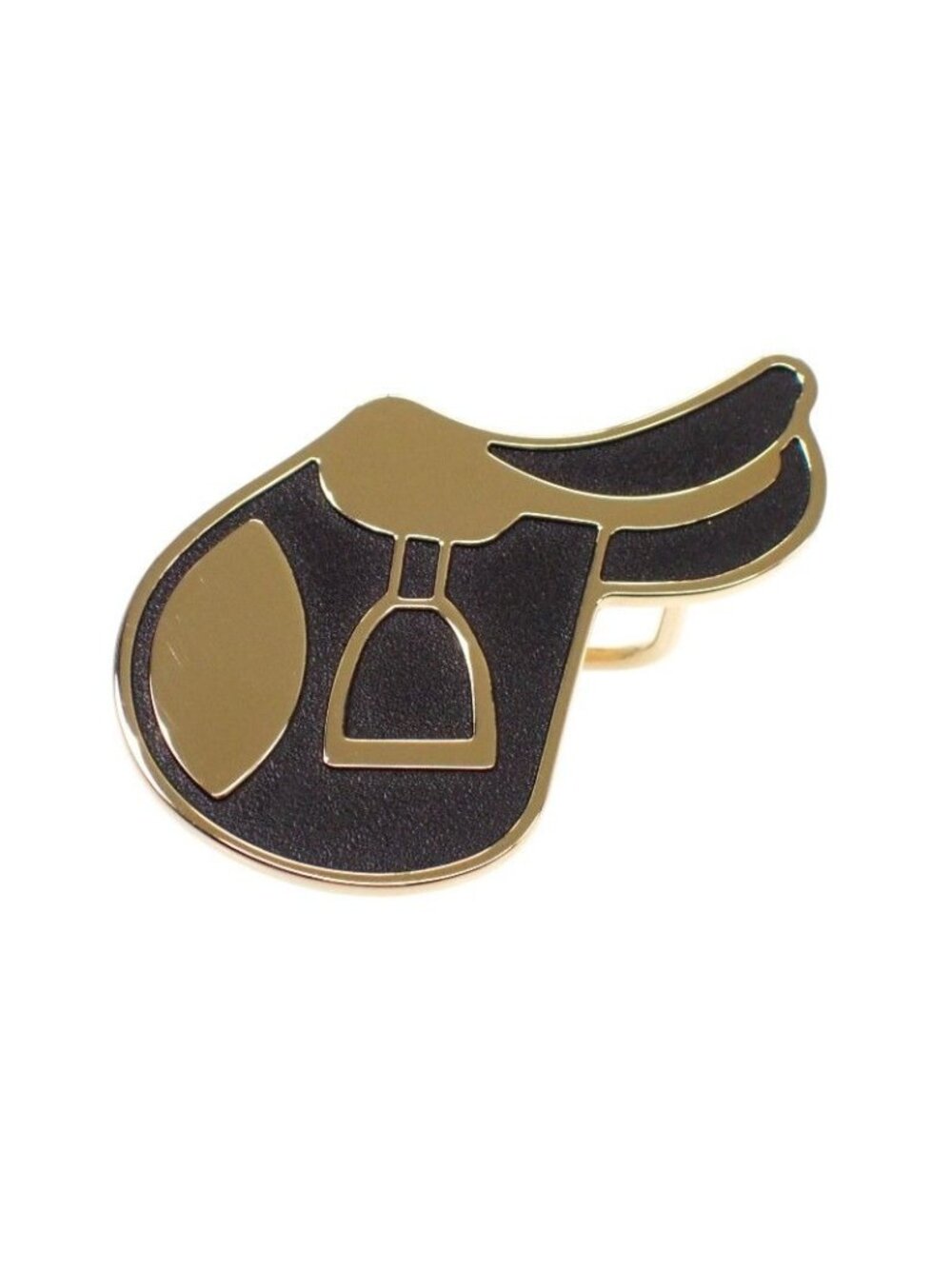 Hermes Cheval Scarf Ring Metal Black Gold - Picture 1 of 11